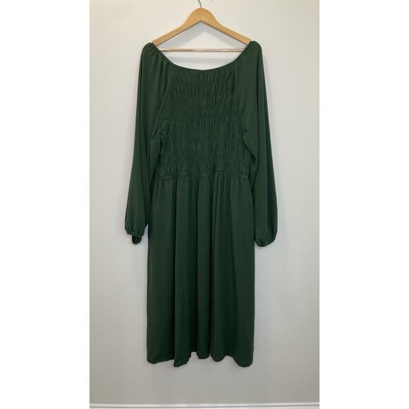 Ava & Viv 3X Smocked Long Sleeve Midi Dress Holiday Christmas Fall Milkmaid Boho - Picture 2 of 7